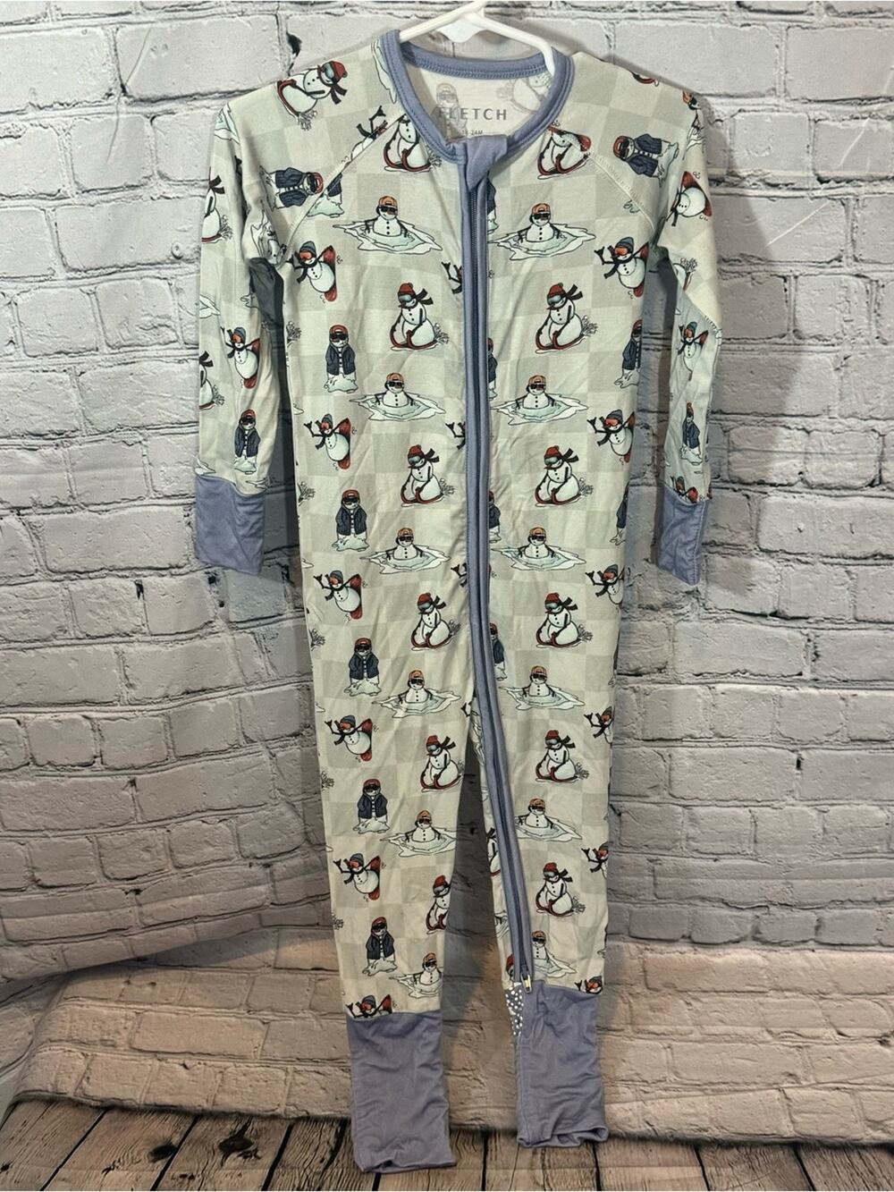 Fletch Snowman Bamboo Zippie Romper